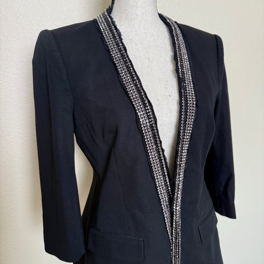 BCBGMAXAZRIA Rhinestone Trim Blazer